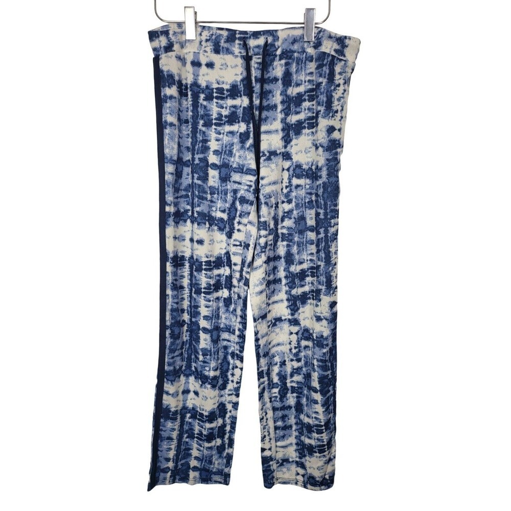 Lucky Brand Pajama Pants Small Womens Blue White Tye Dye Print Pull On Straight